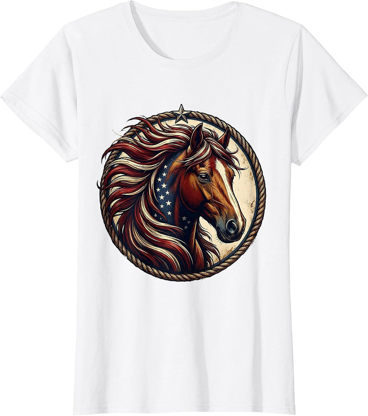 Horse Mane Flowing in the Wind Graphic Design T-Shirt - White