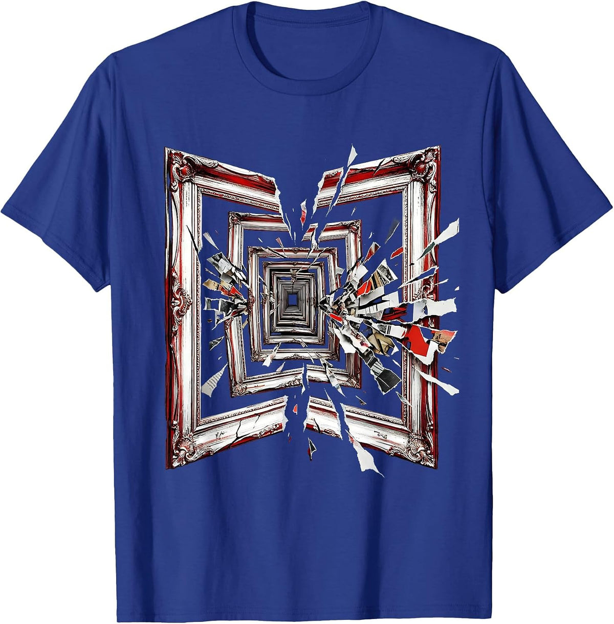 Infinite Reflection Empty Frames Surreal Art Design T-Shirt - Royal Blue