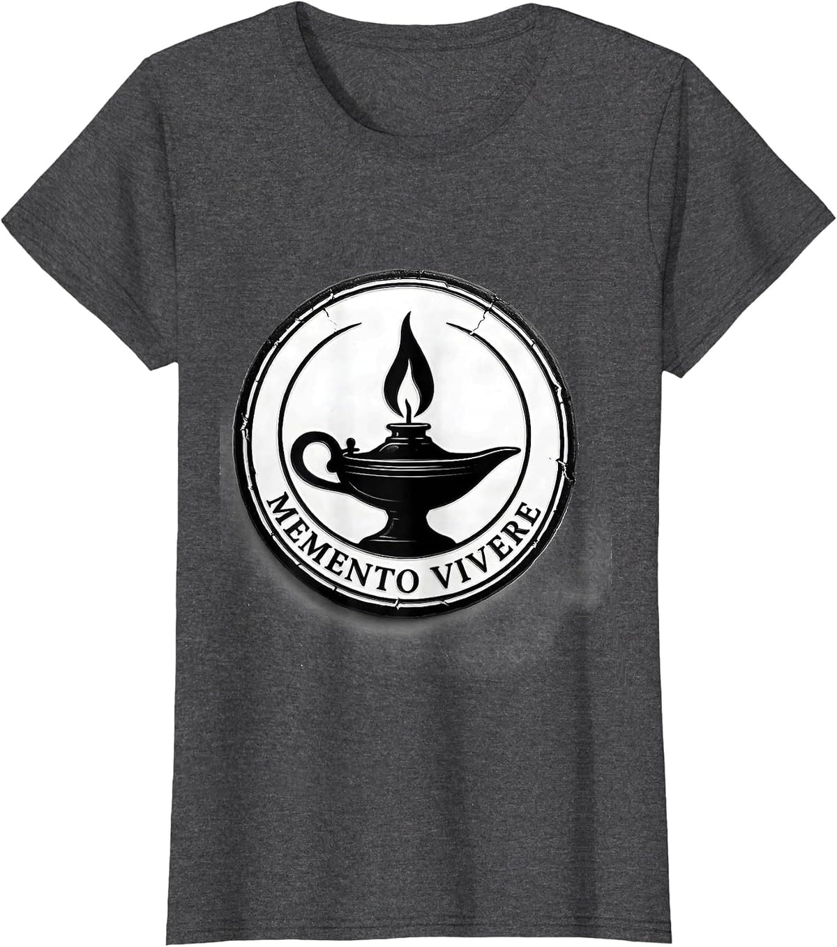 Women's Memento Vivere Stoic Philosophy Quote Marcus Aurelius T-Shirt - Dark Heather Grey