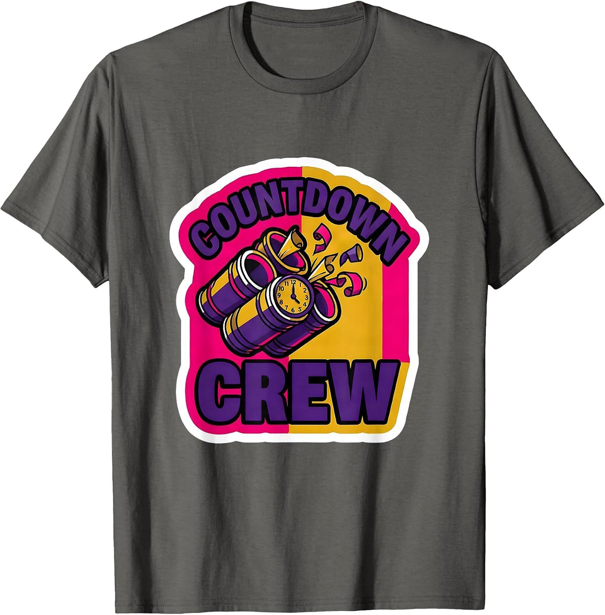 Countdown Crew Whimsical New Year Party Novelty T-Shirt - Asphalt Grey