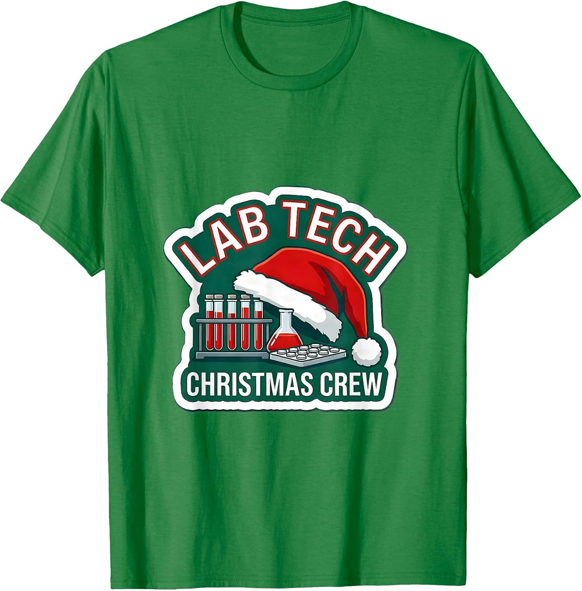Men's Lab Tech Christmas Crew Funny Pharmacy Technician Holiday T-Shirt - Kelly Green
