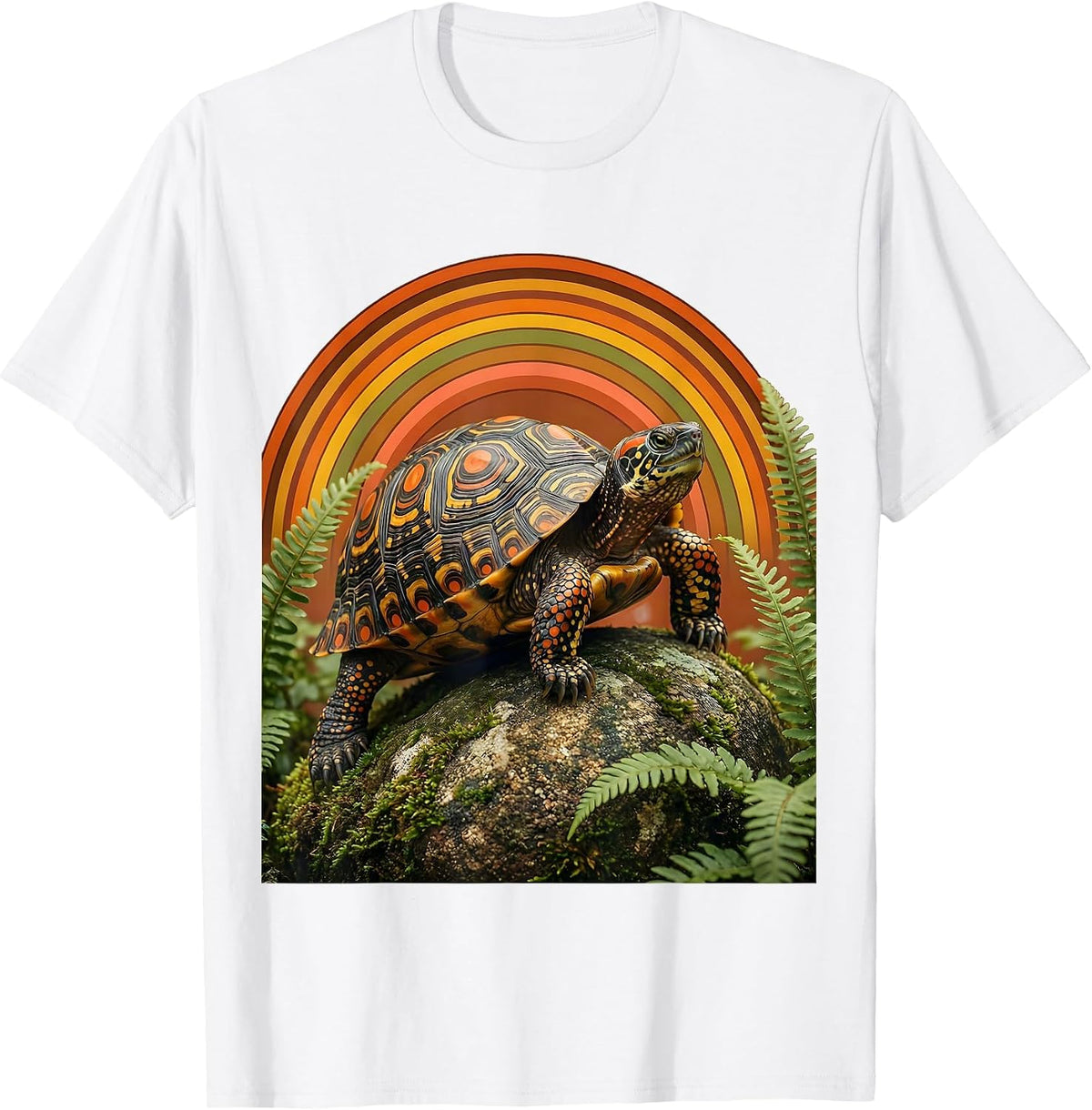 Men's Spotted Turtle on Mossy Rock Polka Dot Art T-Shirt - White