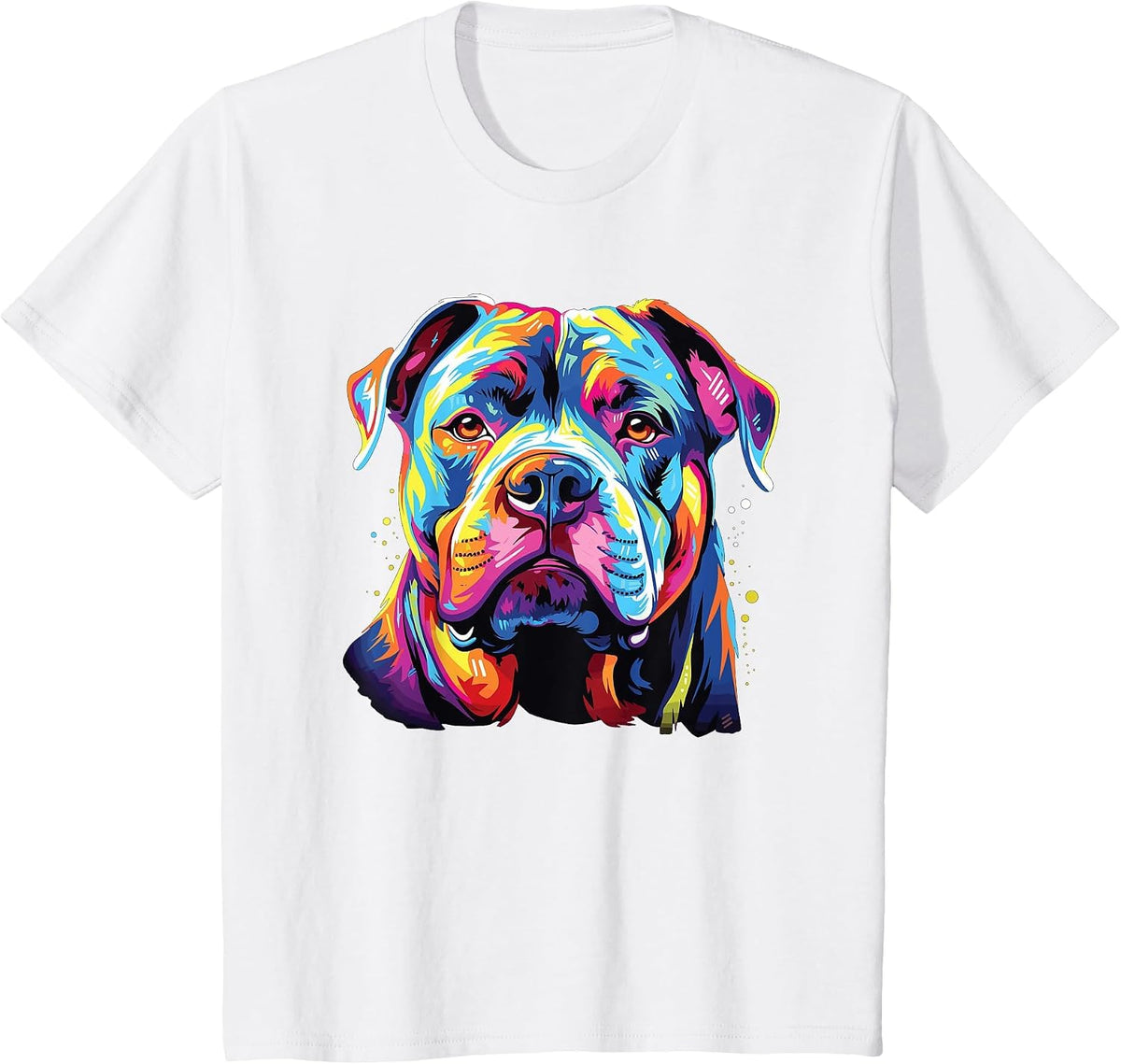 Watercolor Colorful American Bulldog Dog T-Shirt - White