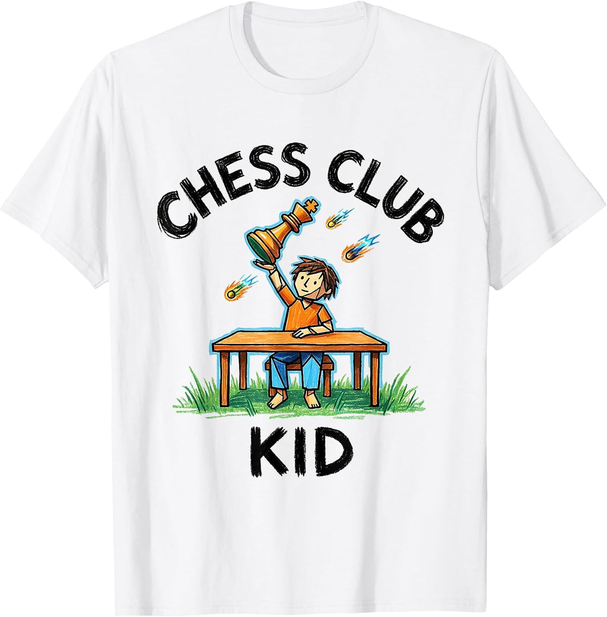 Men's Chess Club Kid Funny Chess Lover Kidcore Design T-Shirt - White