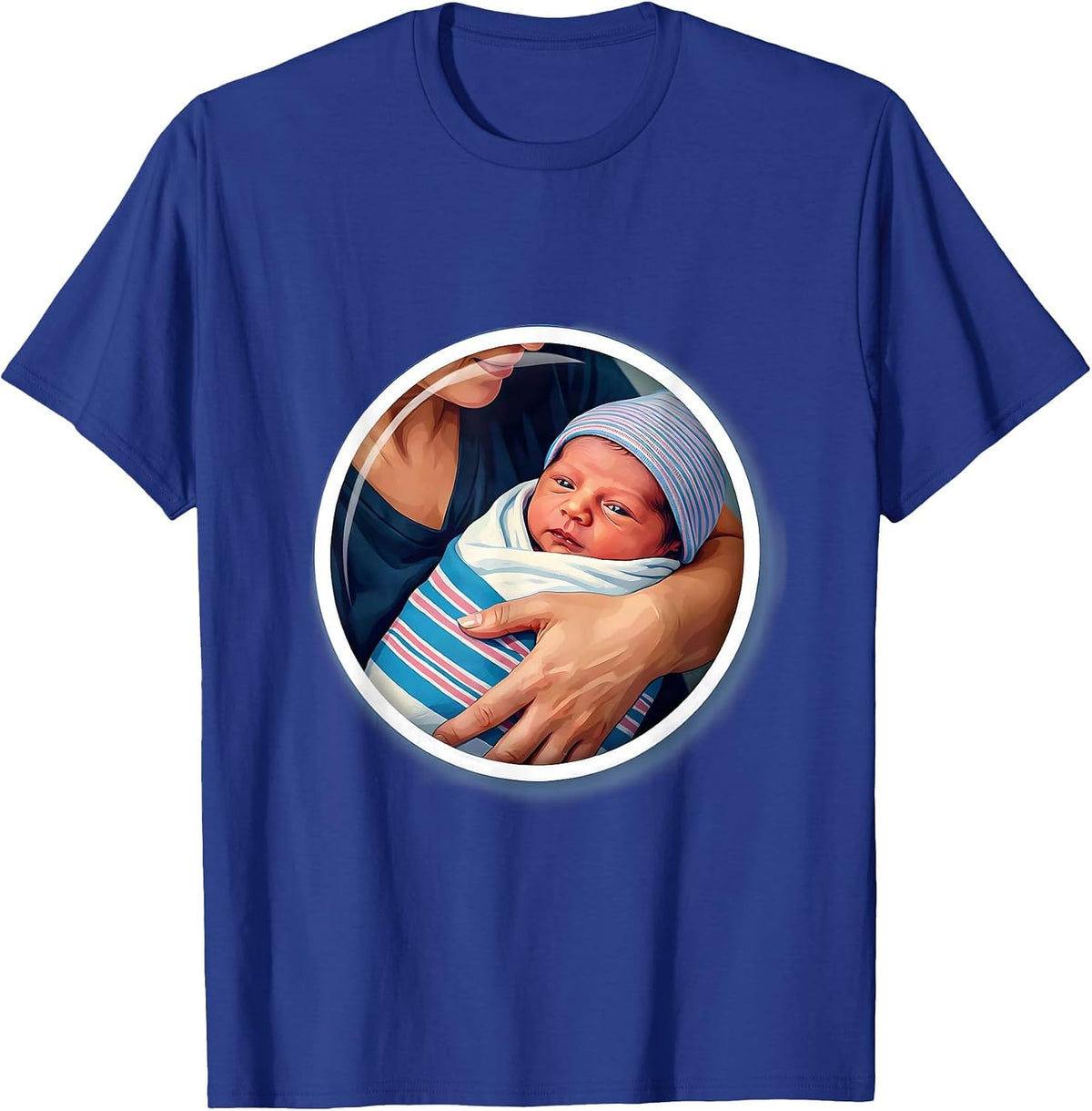 Men's Mother and Newborn Hospital Moment Illustration T-Shirt - Royal Blue