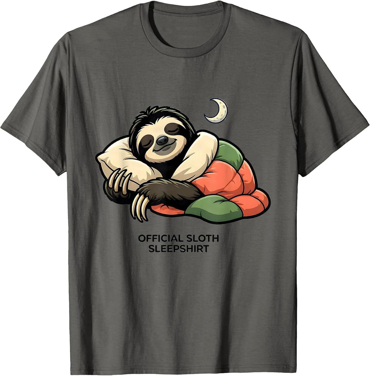 Official Sloth Sleepshirt Cute Cartoon Animal Lover Lounge T-Shirt - Asphalt Grey