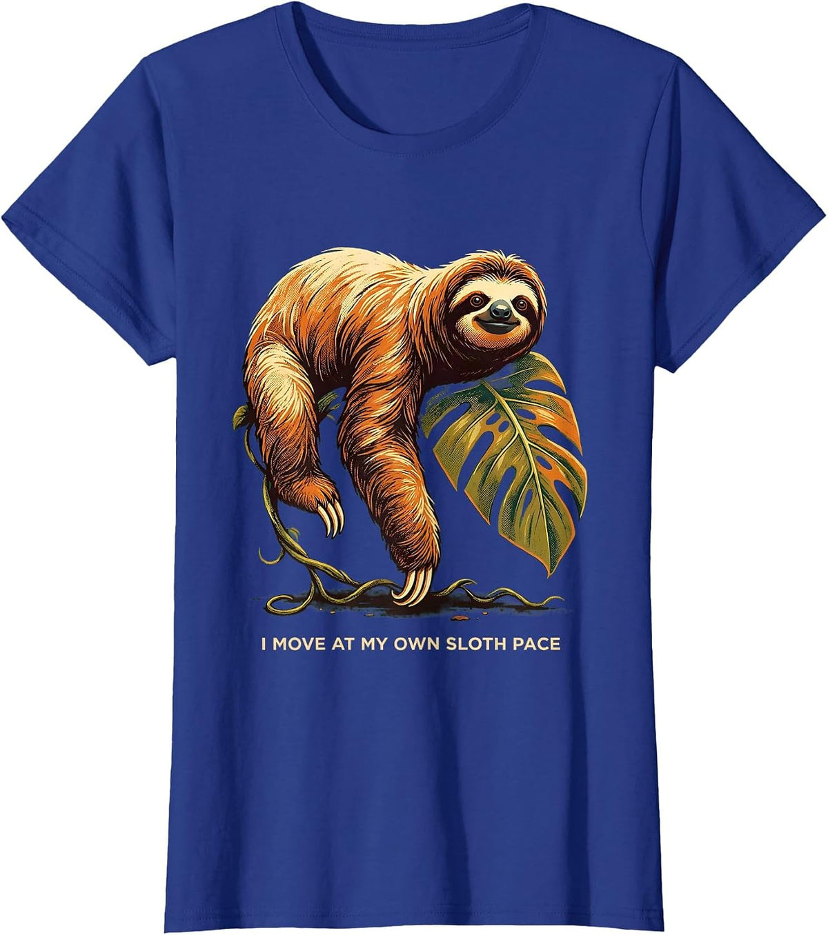 Women's I Move At My Own Sloth Pace Funny Sloth Lover Gift T-Shirt - Royal Blue