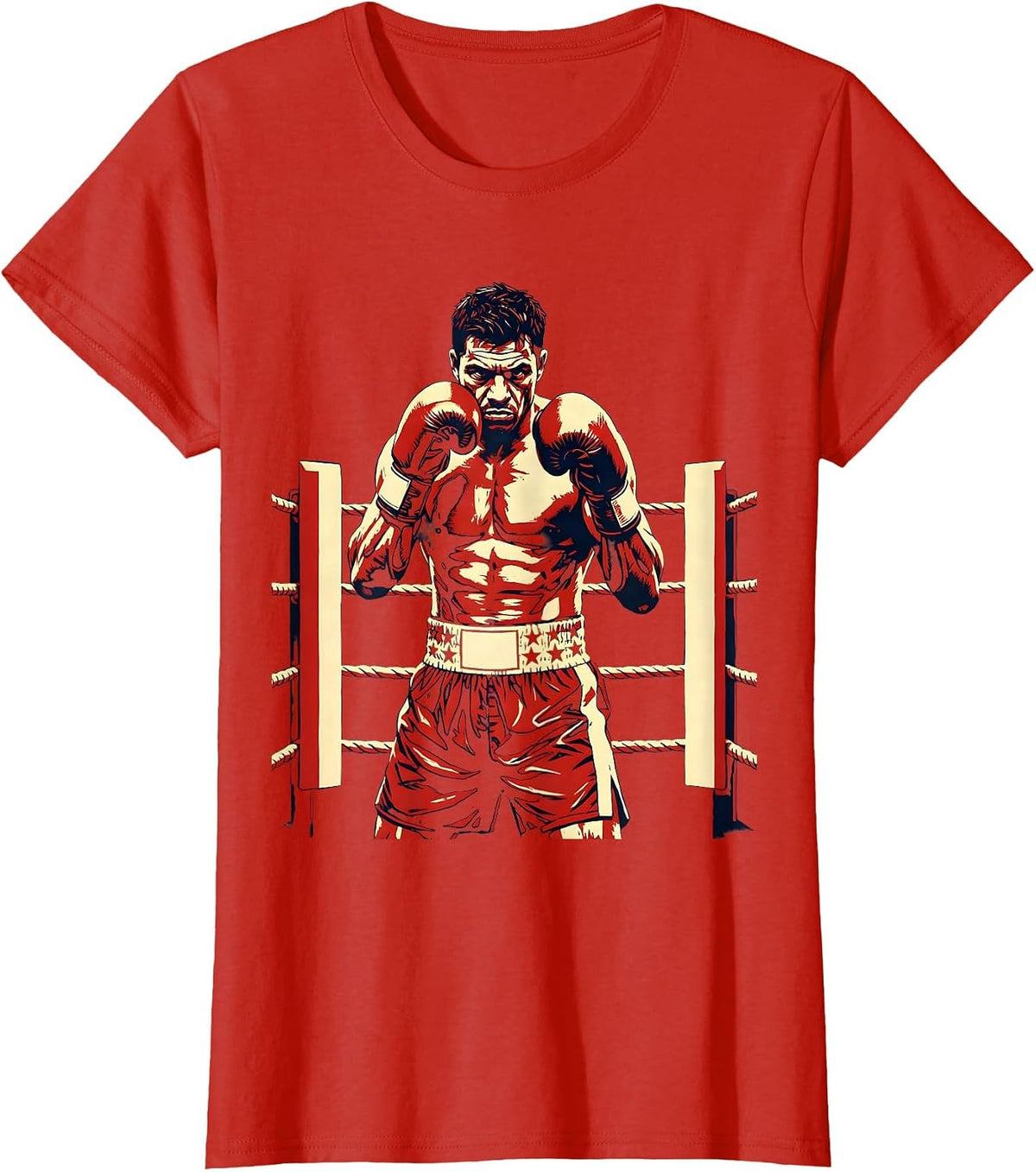 USA Boxer Raised Fists Boxing Ring Graphic T-Shirt - Red