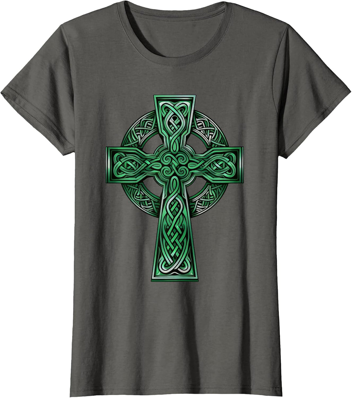 Irish Celtic Cross Knot Christian Holy Trinity Scottish Celt T-Shirt - Asphalt Grey