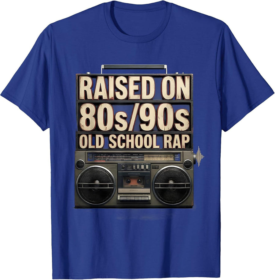 Raised On 80s/90s Old School Rap Retro Hip Hop Cassette T-Shirt - Royal Blue