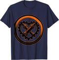 Mechanical Heart Gears and Pistons Illustration T-Shirt - Navy Blue