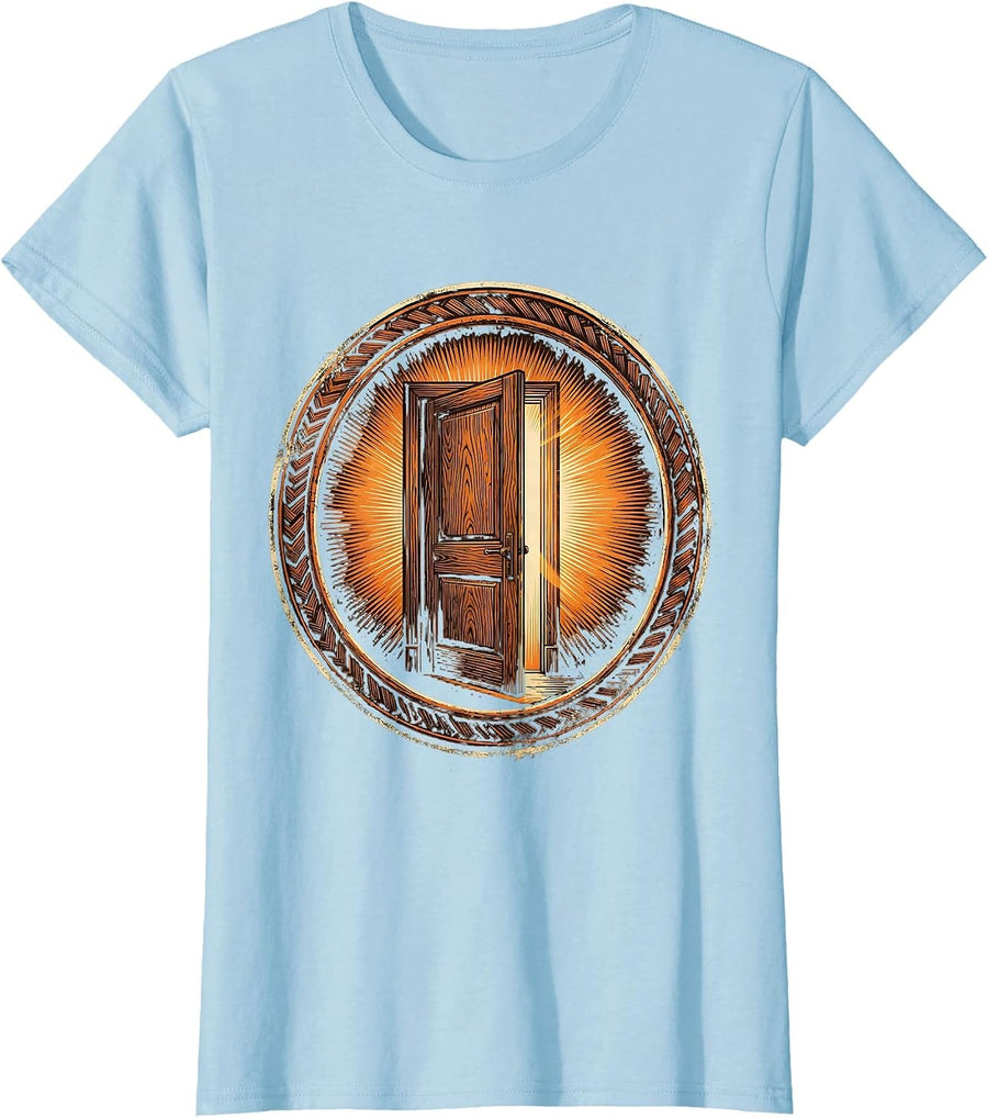 Women's Social Worker Open Door Warm Light Graphic T-Shirt - Baby Blue
