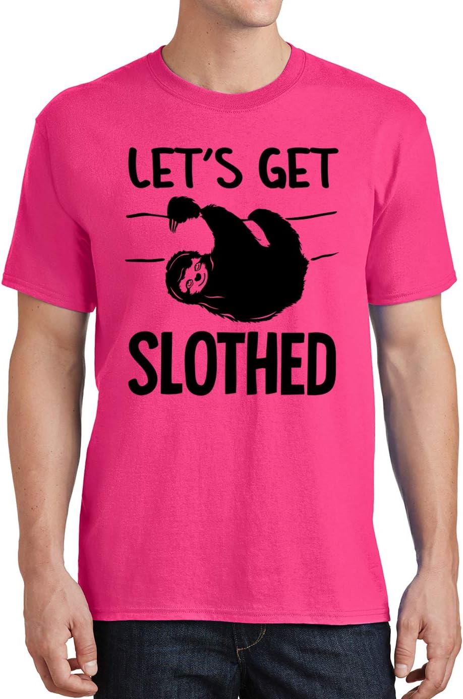 Lets Get Slothed Funny Sloth Lover Mens T-Shirt - Pink