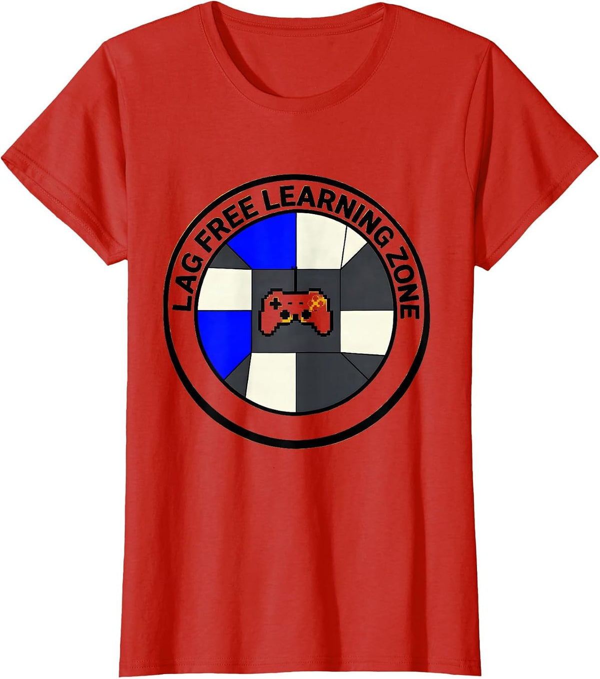 Lag Free Learning Zone Teacher Tech Gaming Design T-Shirt - Red
