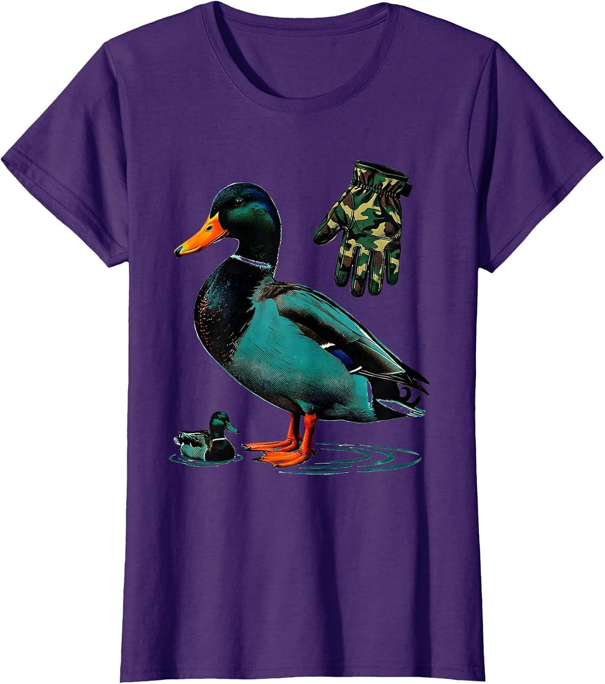 Women's Camo Mallard Duck Hunting Dad Humor Gift T-Shirt - Purple