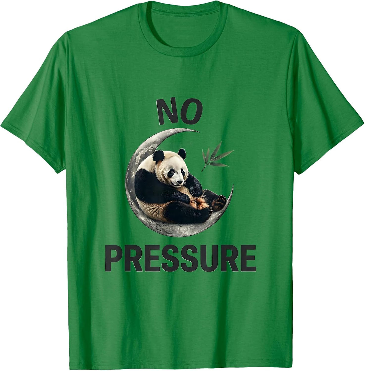 Men's No Pressure Minimalist Panda Lover Cute Humor Gift T-Shirt - Kelly Green