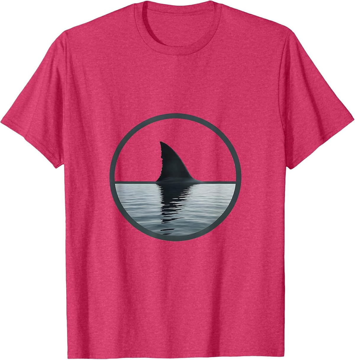 Shark Fin Cutting Through Calm Water T-Shirt - Red Heather