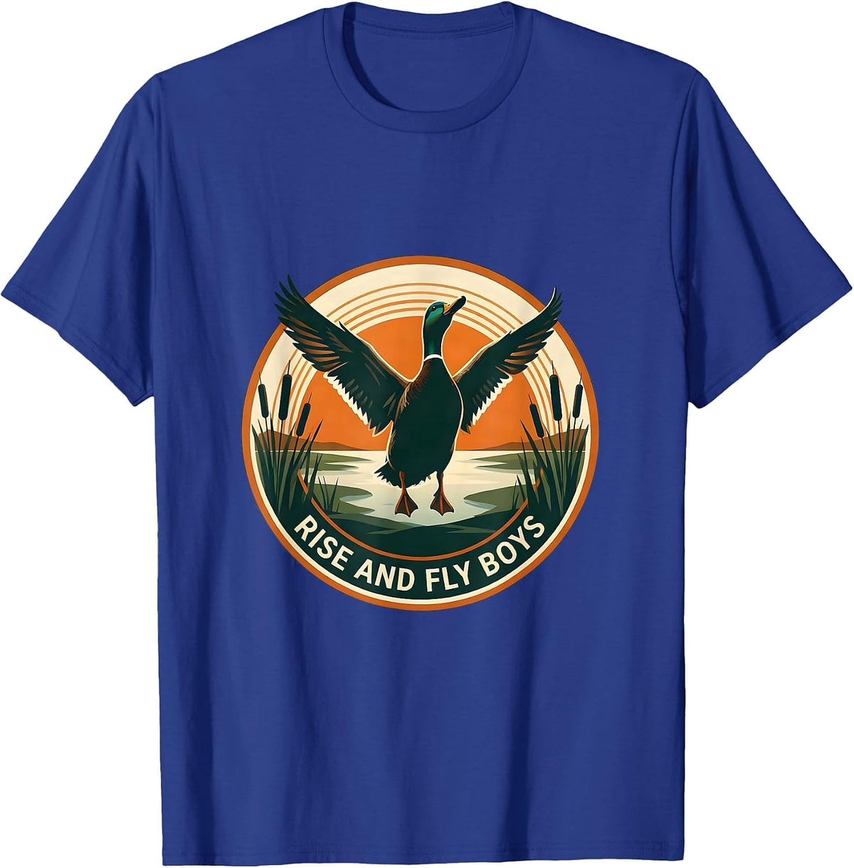 Rise and Fly Boys Duck Camo Hunting Design T-Shirt - Royal Blue