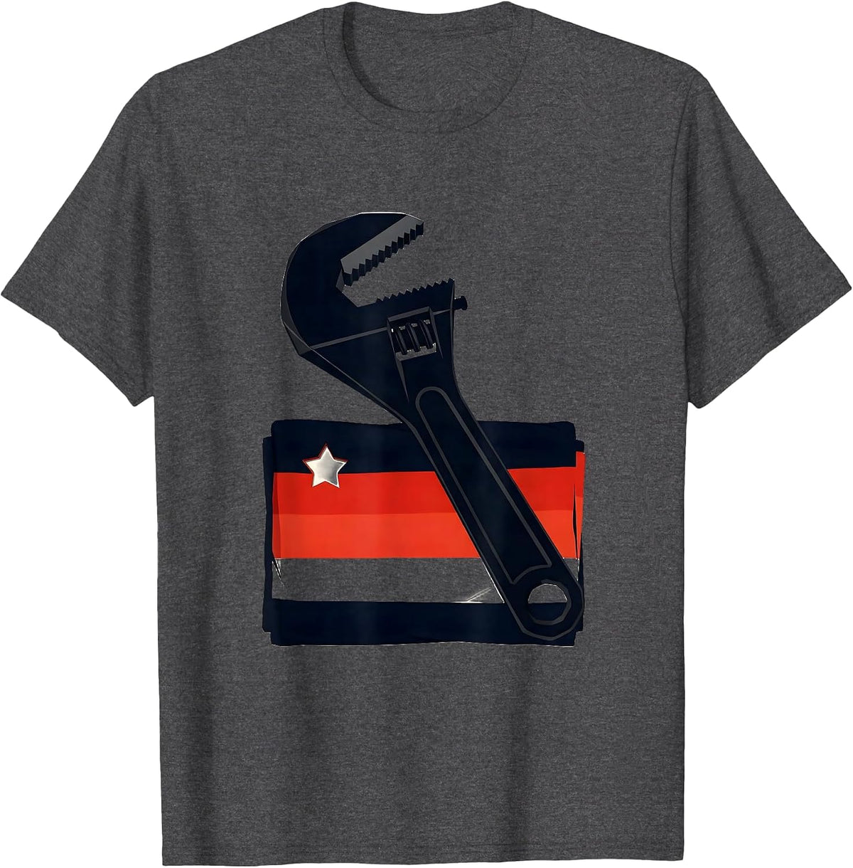 Faceted Pipe Wrench Labor Day Patriotic Union Pride T-Shirt - Dark Heather Grey