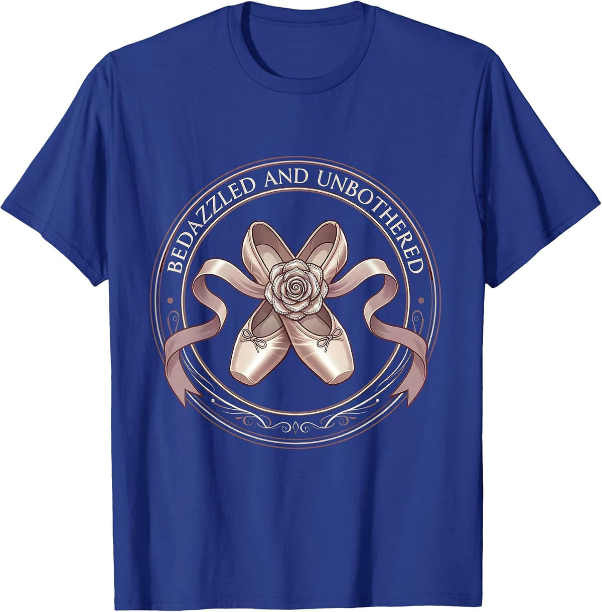 Bedazzled and Unbothered Showgirl Design T-Shirt - Royal Blue