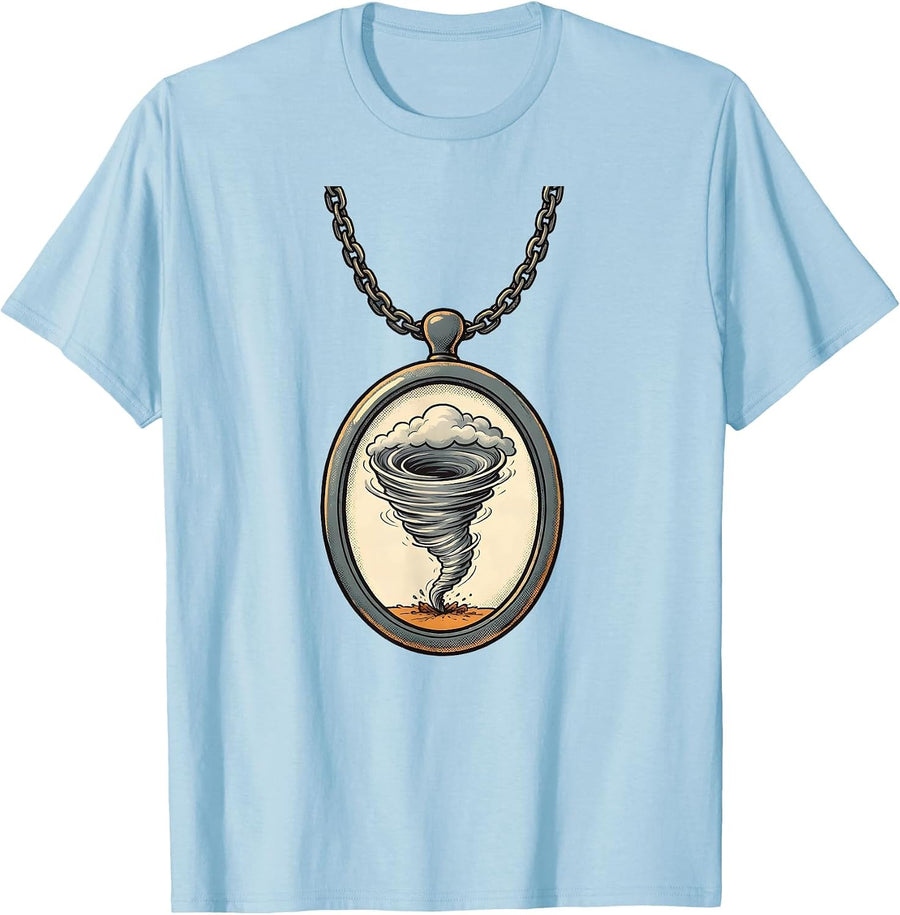 Men's Tornado Keepsake Portrait Storm Chaser Meteorology T-Shirt - Baby Blue