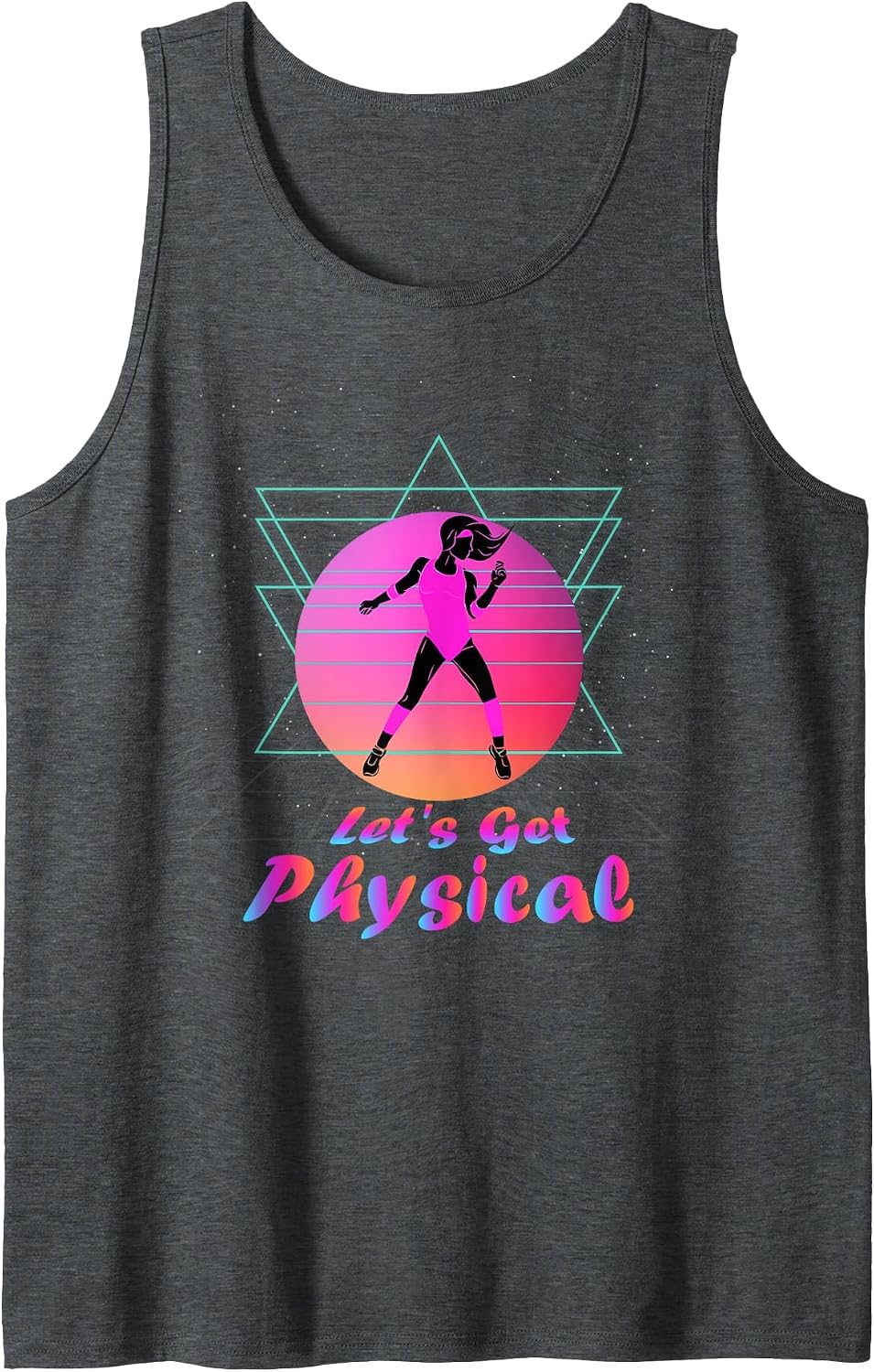 80's Stay Fit Aerobics Gymnastics Let's Get Physical Tank Top - Dark Heather Grey
