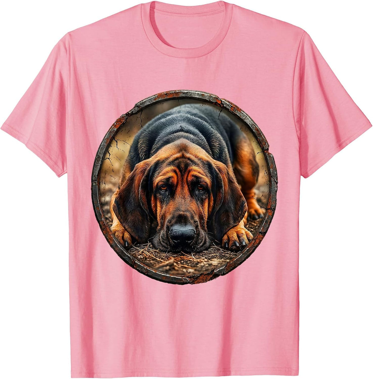 Men's Bloodhound On The Hunt Tracking Dog Graphic T-Shirt - Pink