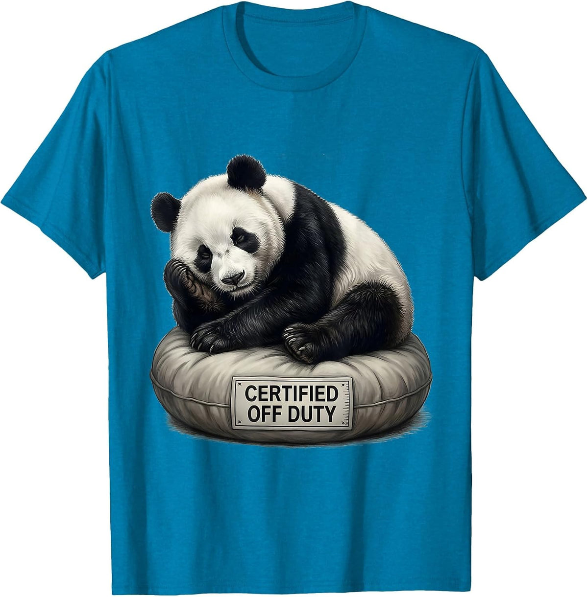 Certified Off Duty Soft Panda Bear Animal Humor Gift T-Shirt - Sapphire Blue