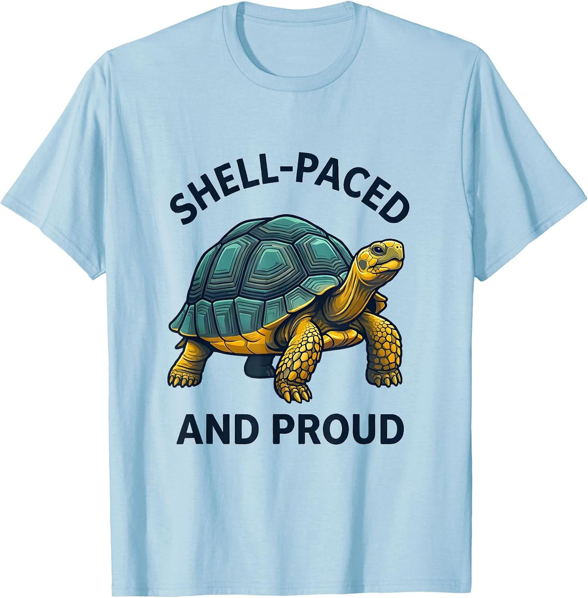 Men's Shell-Paced And Proud Funny Turtle Lover Reptile Novelty T-Shirt - Baby Blue