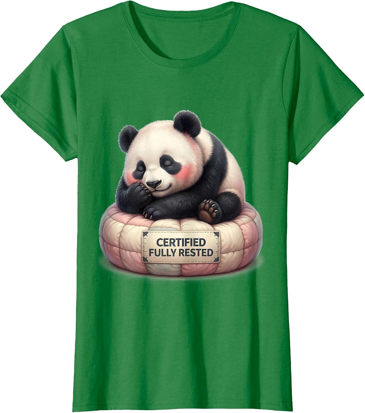 Women's Certified Fully Rested Cute Kawaii Panda Bear Animal Lover T-Shirt - Kelly Green