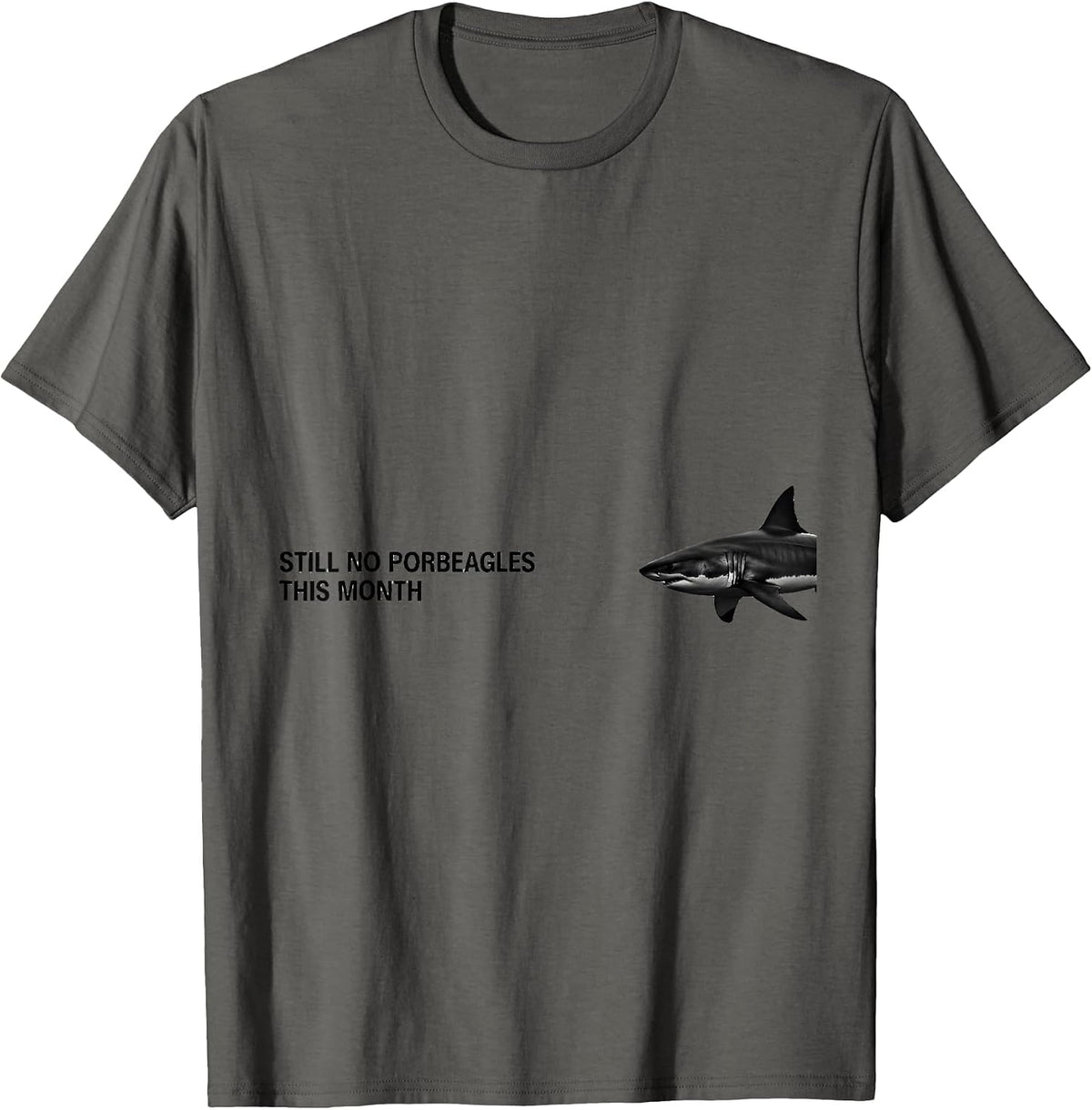 Still No Porbeagles This Month Funny Shark Lover Ocean T-Shirt - Asphalt Grey