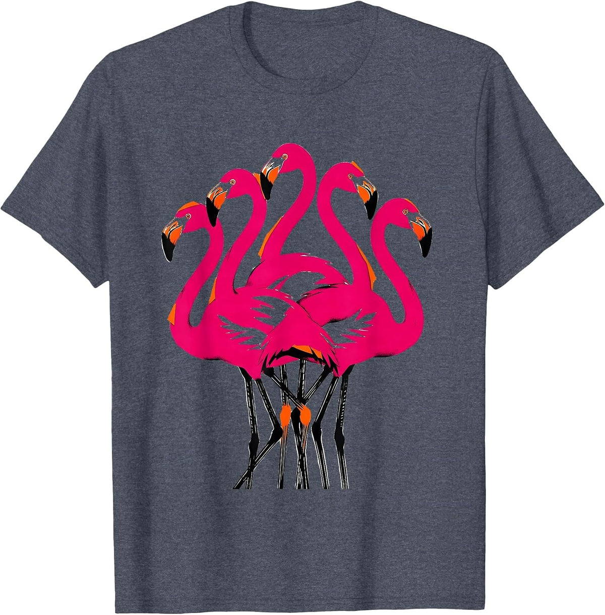 Pink Flamingo Stencil Bird Humor Flamingo Lover T-Shirt - Heather Blue