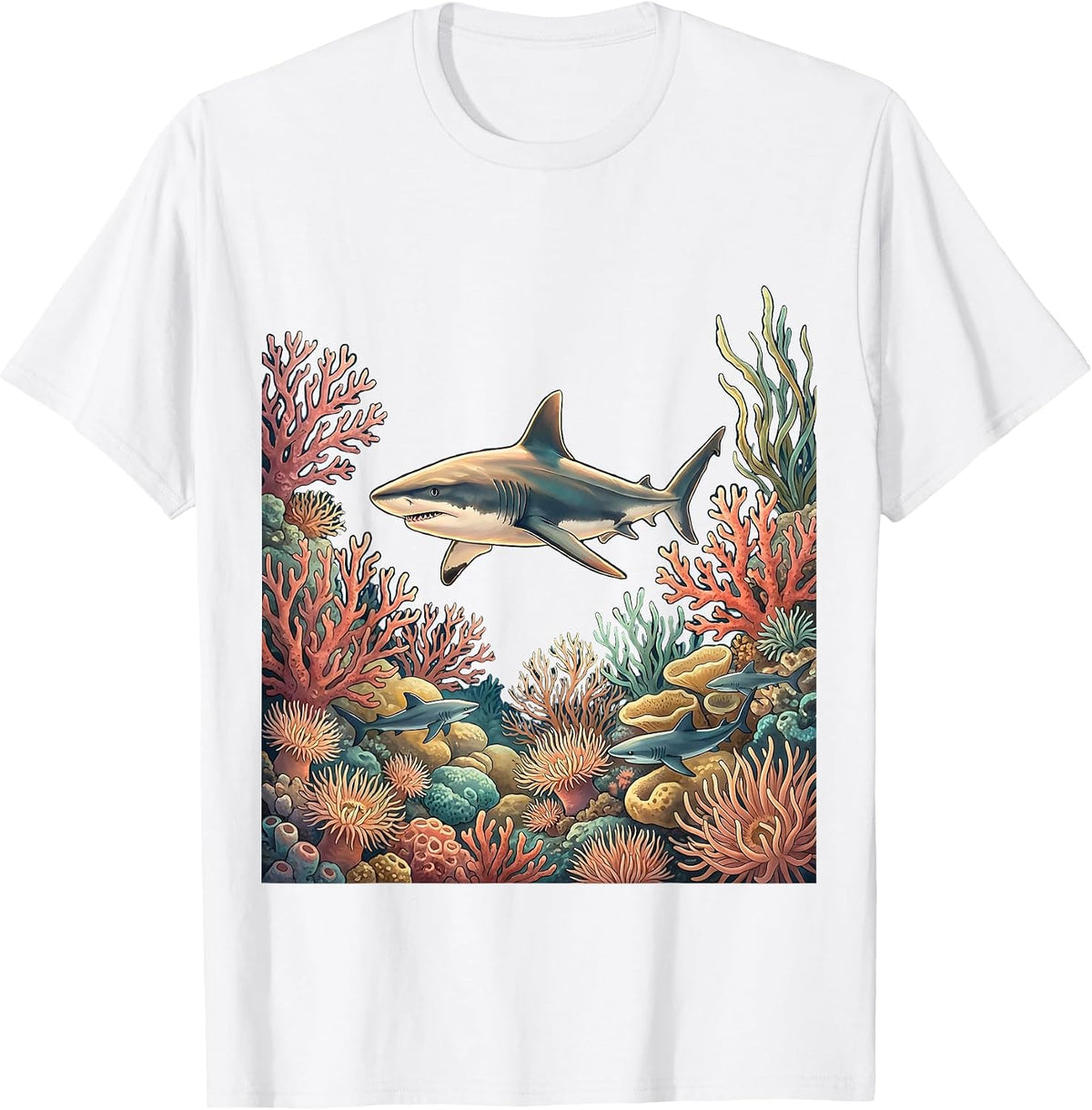 Mommy Shark Elegant Coral Reef Nursery Design T-Shirt - White