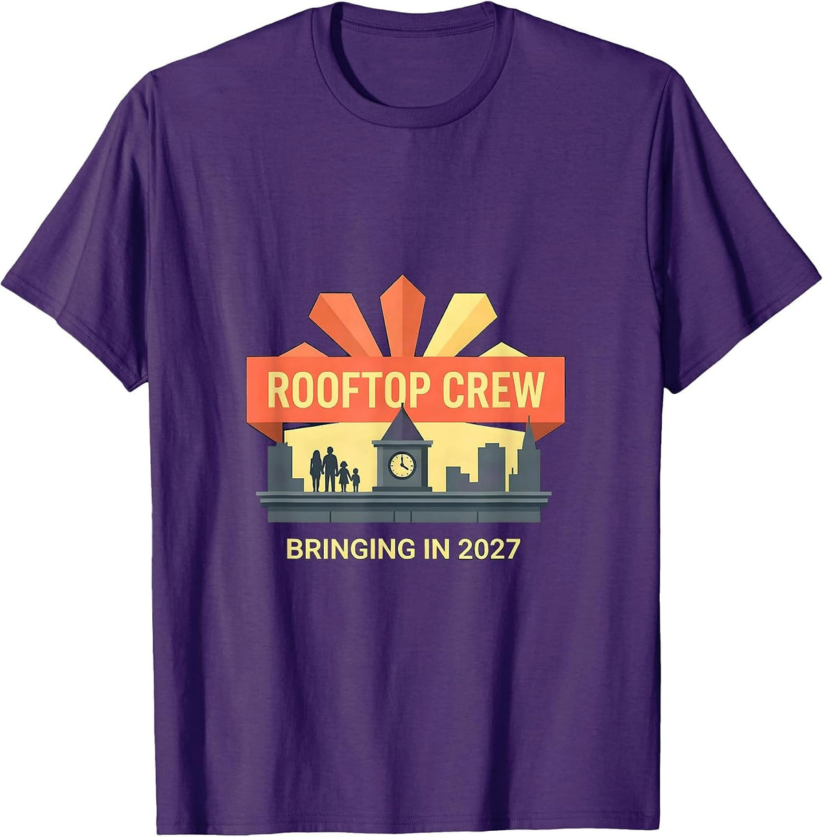 Men's Rooftop Crew Bringing In 2027 Family New Year Party T-Shirt - Purple