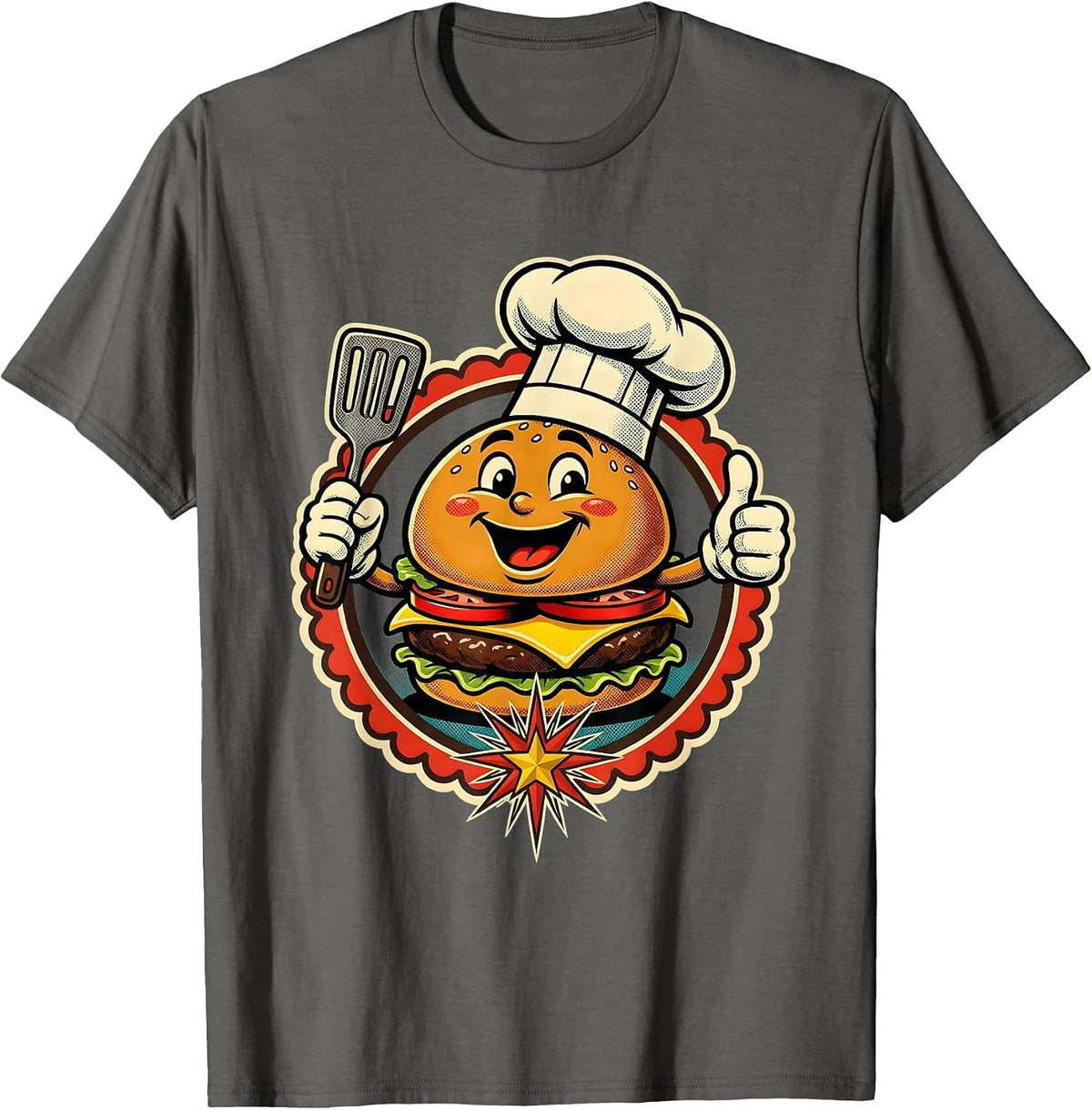 Mother-In-Law Grilling Labor Day BBQ Illustration T-Shirt - Asphalt Grey