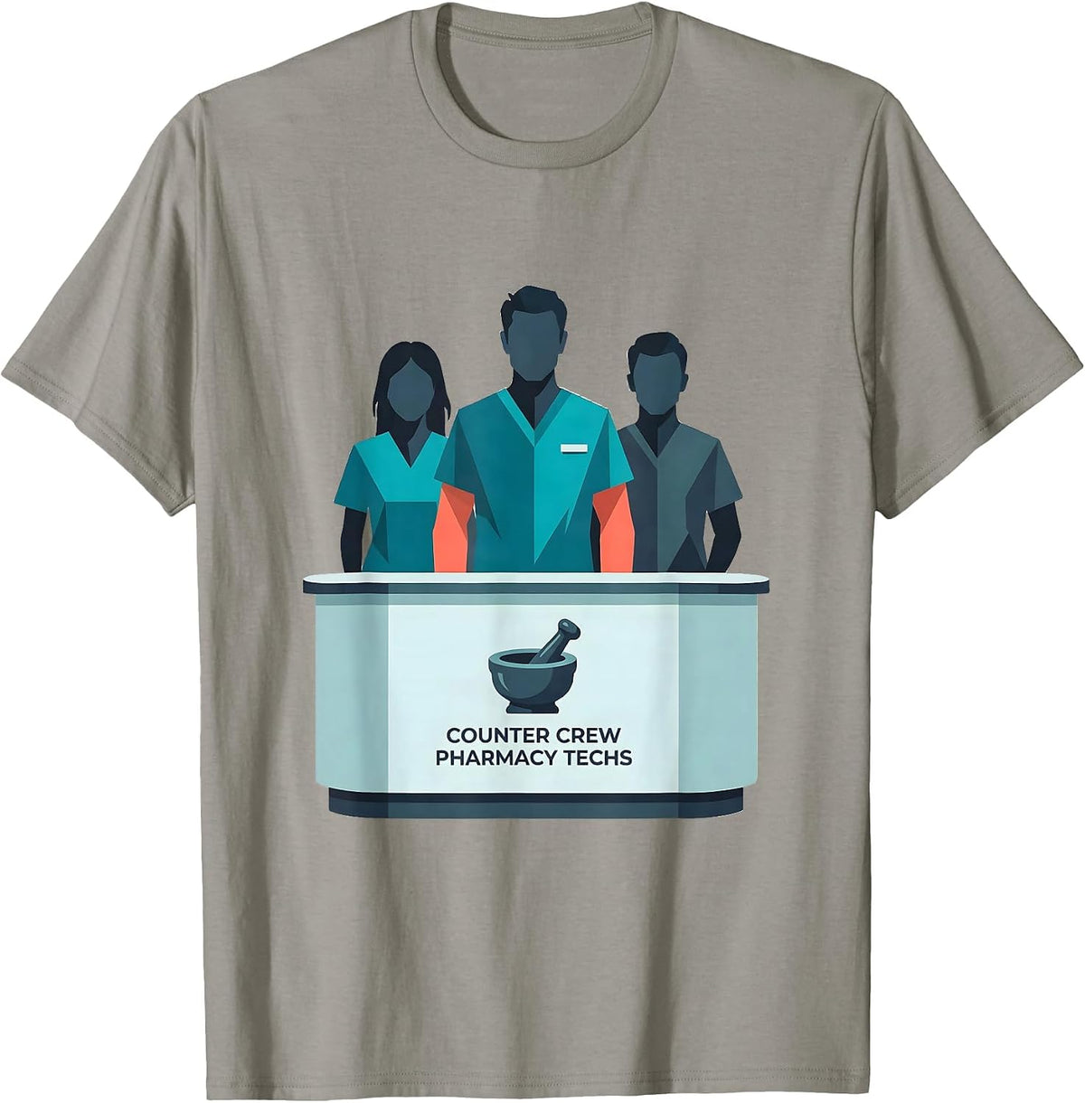 Men's Counter Crew Pharmacy Techs Funny Pharmacy Tech Crew Humor T-Shirt - Slate Grey