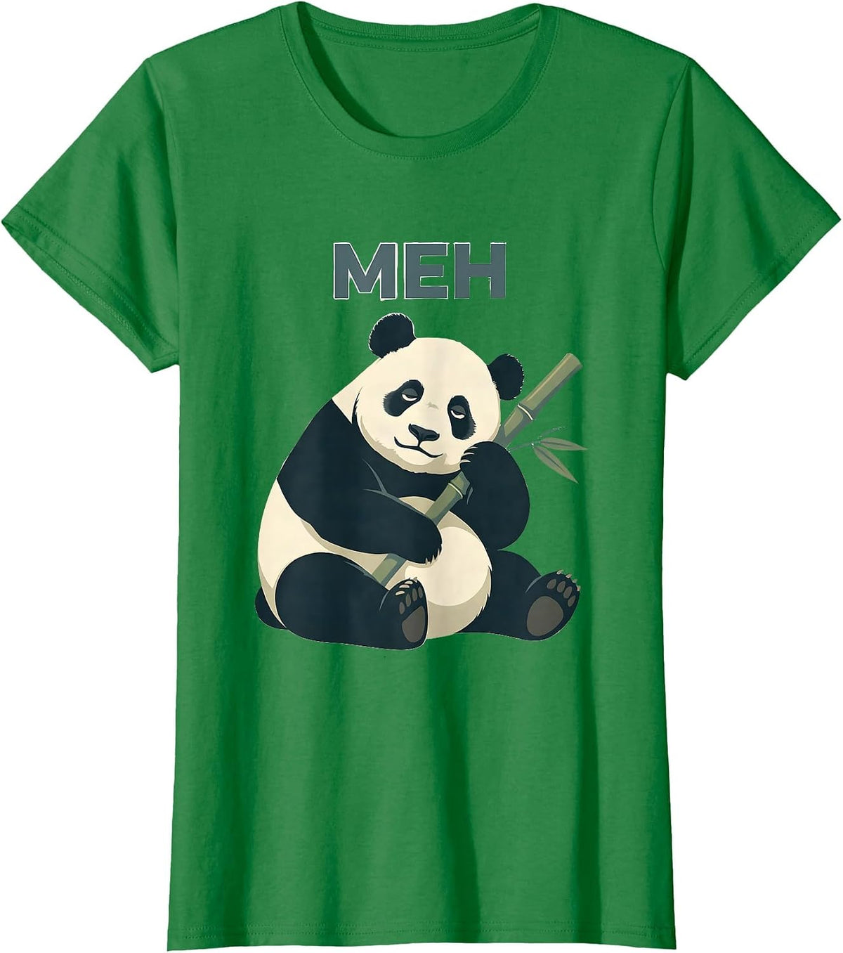 Women's Meh Funny Panda Animal Lover Humor Retro Kawaii Gift T-Shirt - Kelly Green