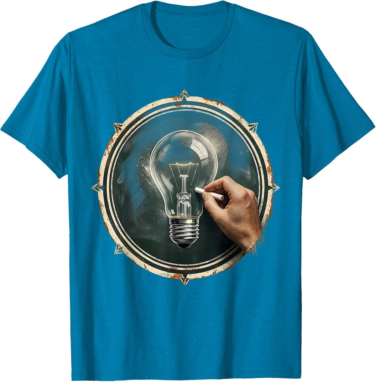 4th Grade Teacher Chalkboard Lightbulb Design T-Shirt - Sapphire Blue