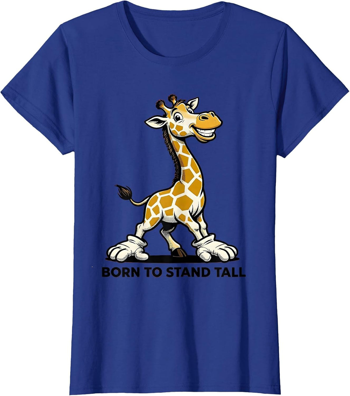 Women's Born to Stand Tall Giraffe Graphic Design T-Shirt - Royal Blue