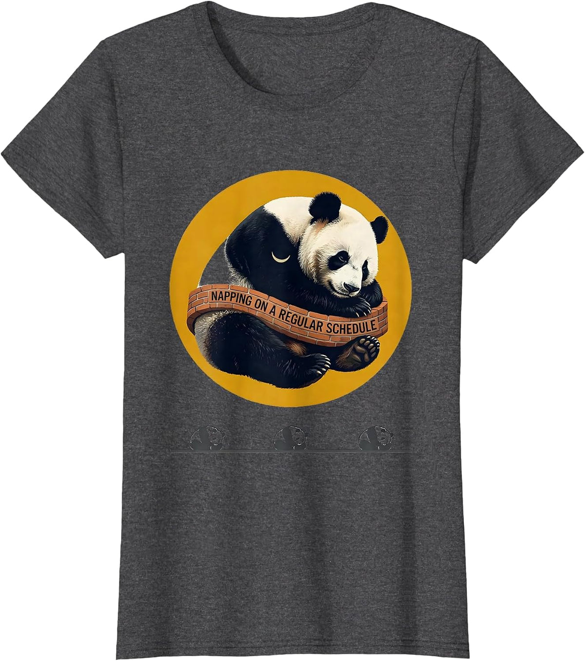 Women's Napping On A Regular Schedule Funny Panda Sleepwear Humor T-Shirt - Dark Heather Grey