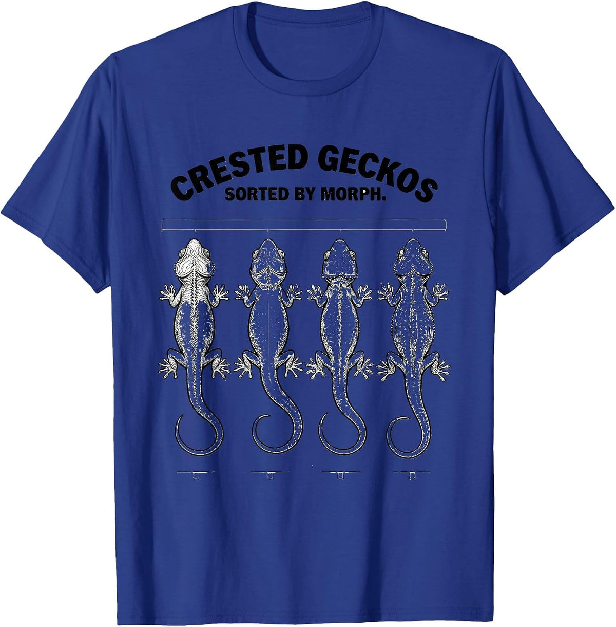 Men's Crested Geckos Sorted By Morph Reptile Lover Herpetology T-Shirt - Royal Blue