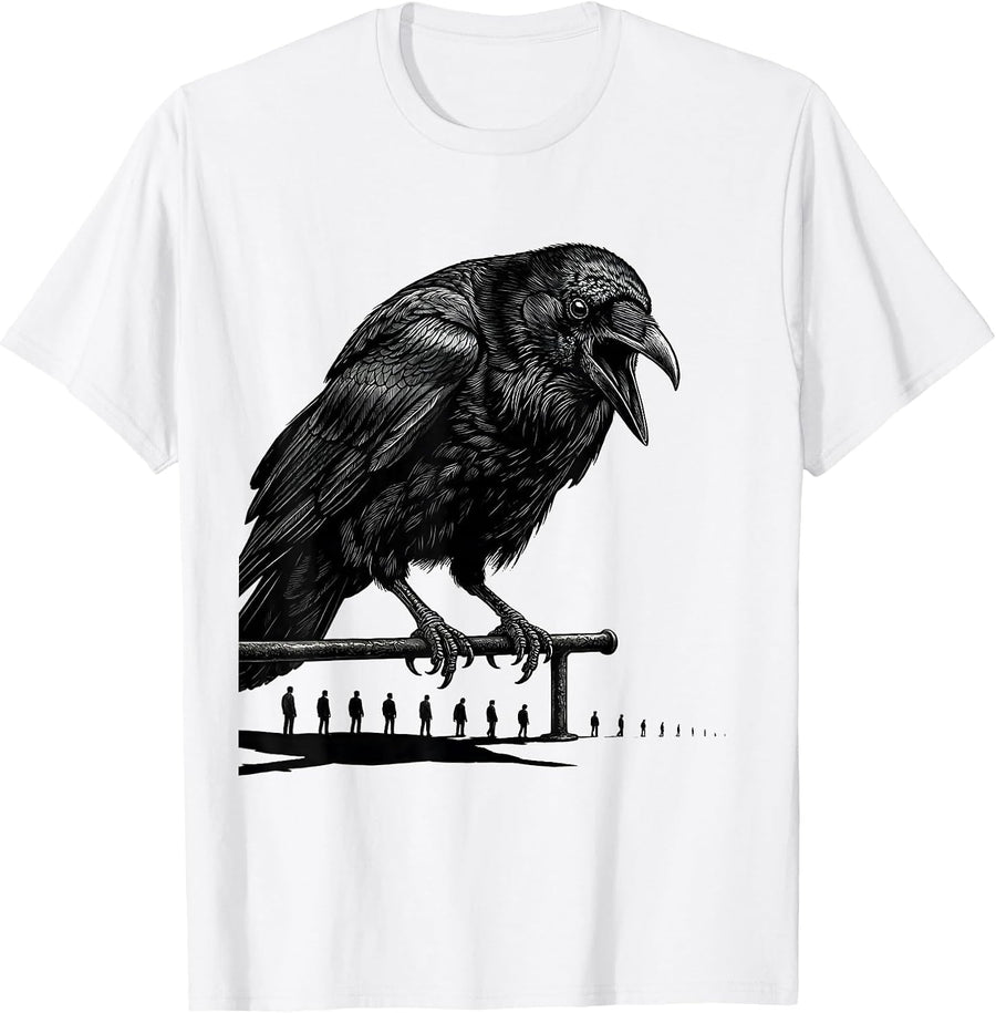 Men's Black Crow Gothic Humor Dark Humor Bird Lover Gift T-Shirt - White