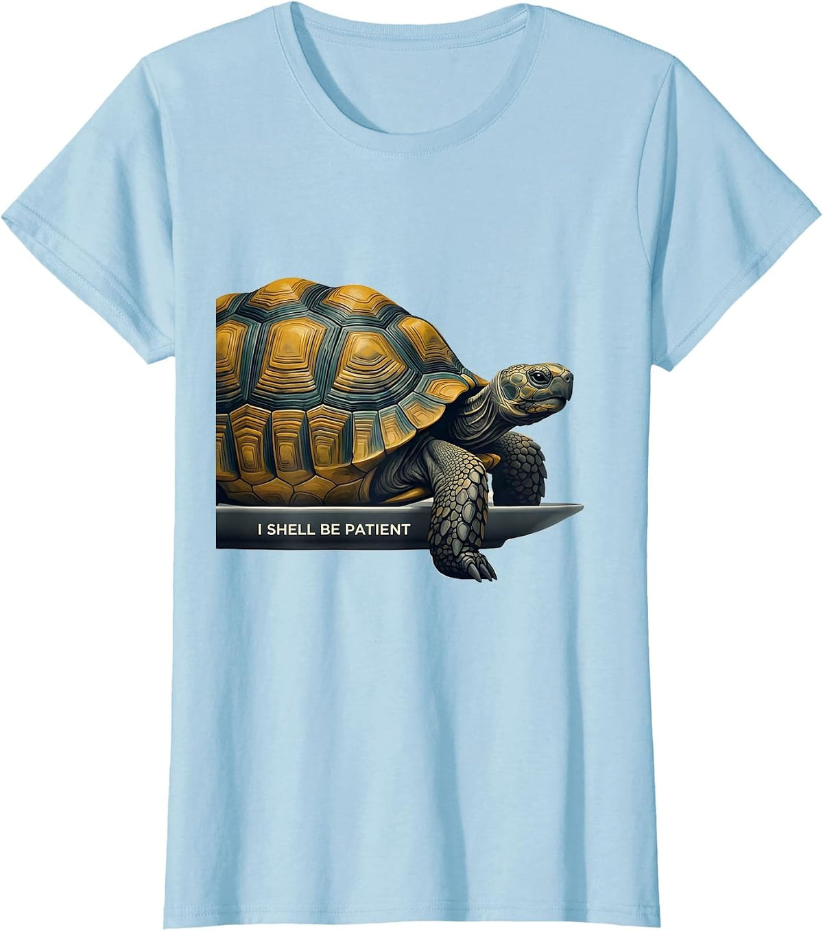 I Shell Be Patient Midcentury Modern Turtle Lover Gift T-Shirt - Baby Blue