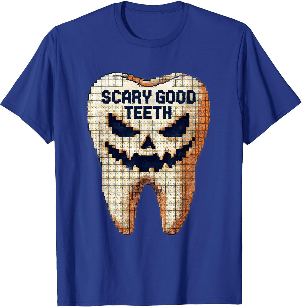 Scary Good Teeth Dental Halloween Design T-Shirt - Royal Blue