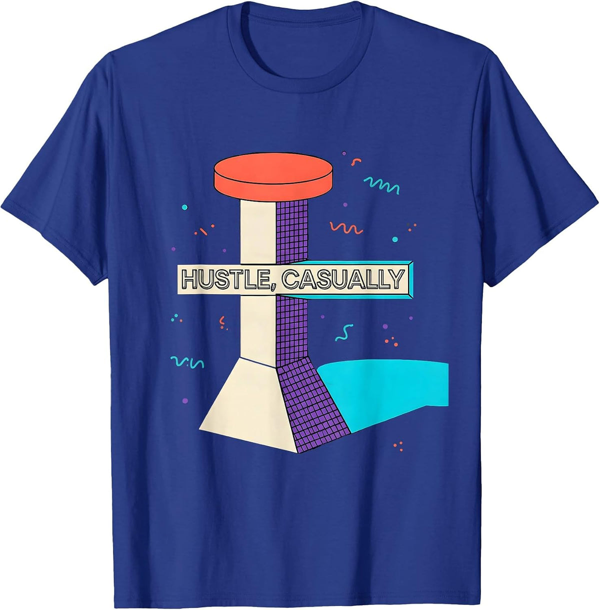 Men's Hustle, Casually Funny Old School Gangsta Rap Slang Hip Hop T-Shirt - Royal Blue