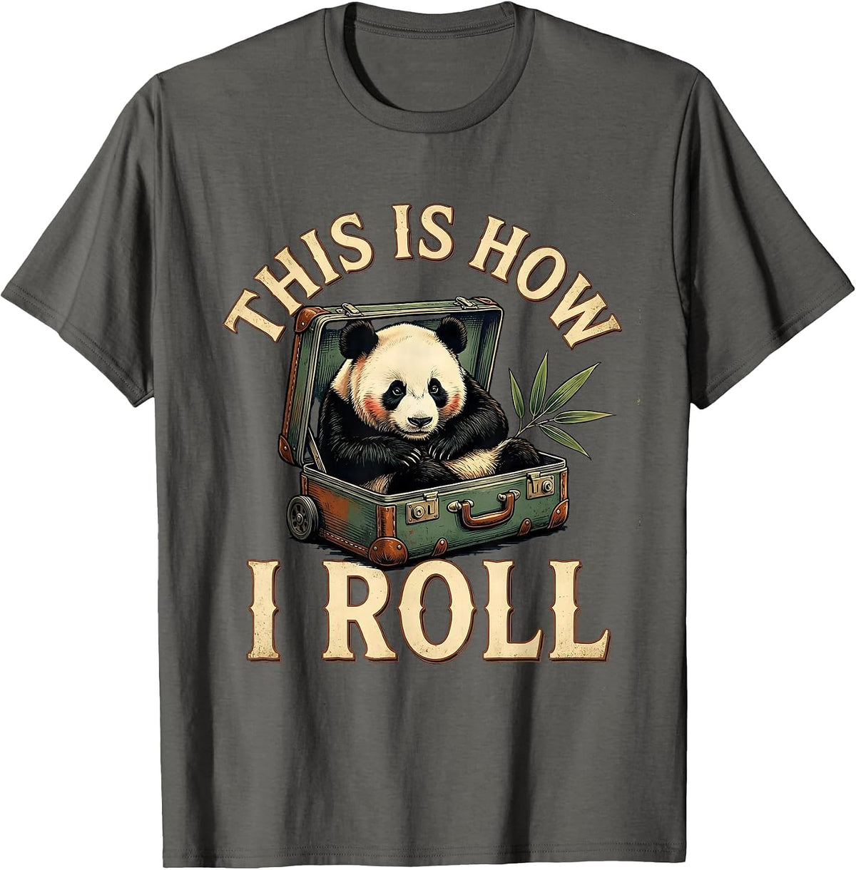 Men's This Is How I Roll Vintage Panda Lover Humor Animal Costume T-Shirt - Asphalt Grey