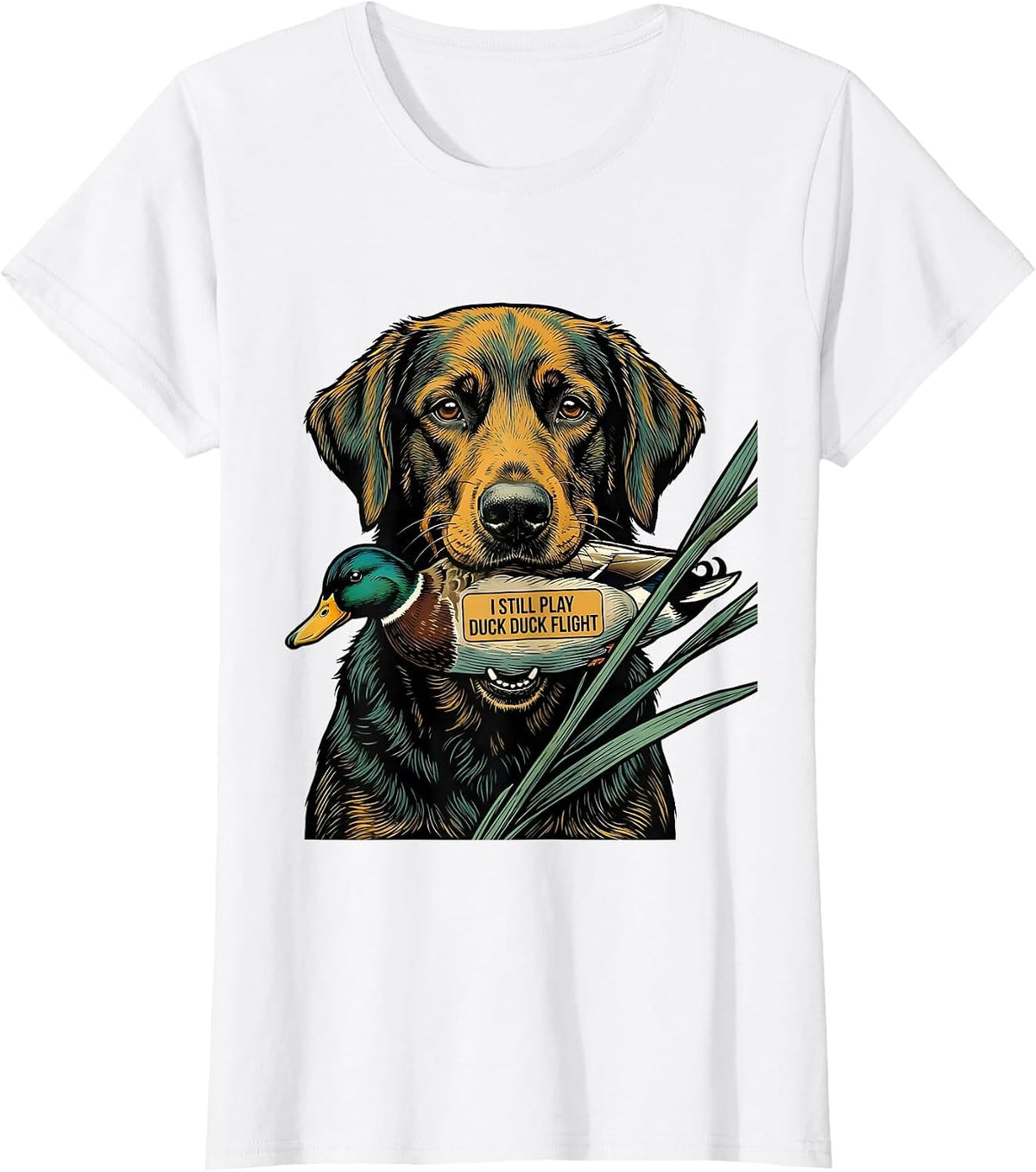 Women's I Still Play Duck Duck Flight Funny Duck Hunting Hunter Dad T-Shirt - White