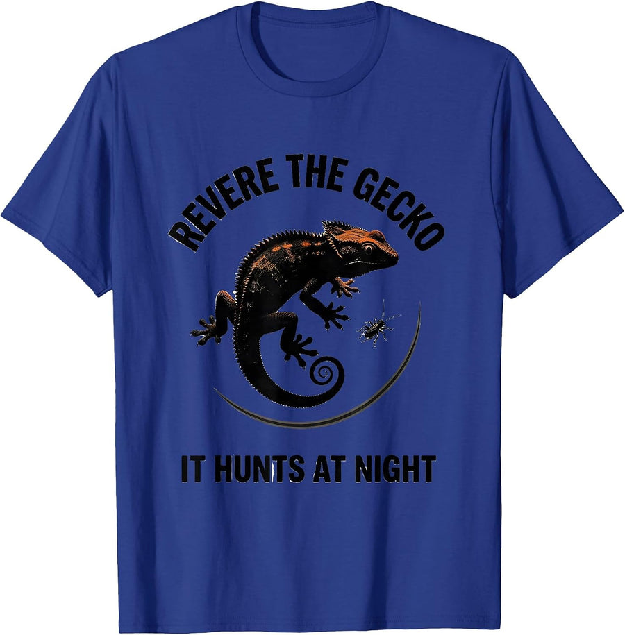 Revere The Gecko It Hunts At Night Funny Reptile Lover Gift T-Shirt - Royal Blue