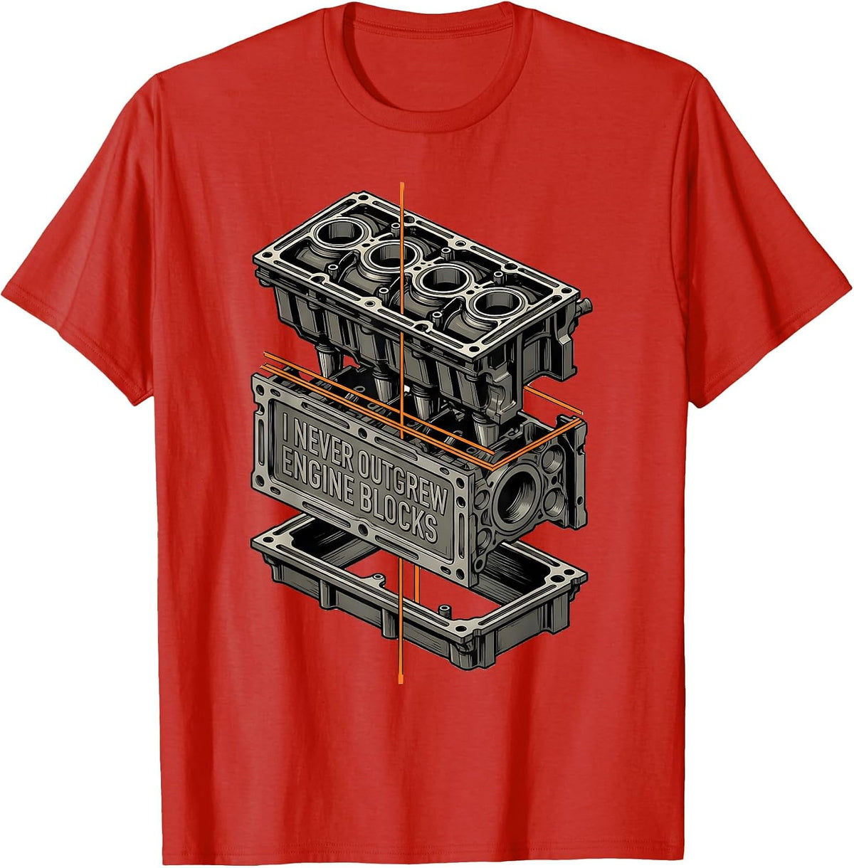 Men's I Never Outgrew Engine Blocks Funny Mechanic Garage Gift T-Shirt - Red