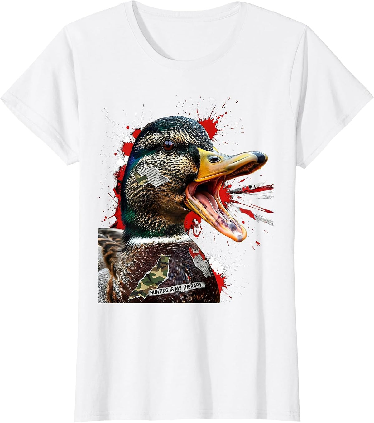 Duck Camo Hunting Is My Therapy Design T-Shirt - White